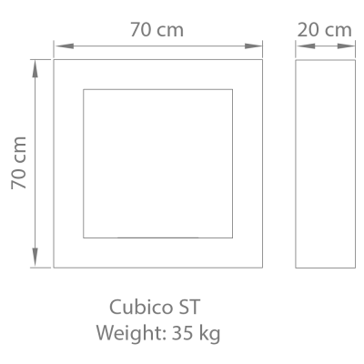 Safretti Cubico st Biocamino bifacciale da appoggio 70 cm - acciaio inox