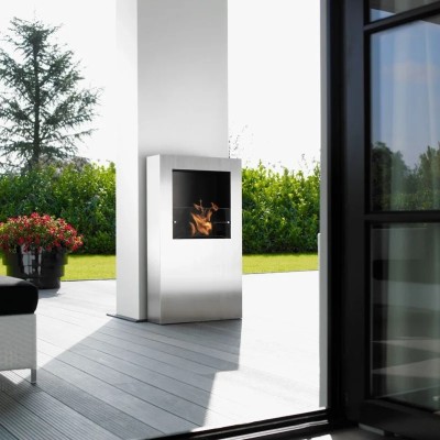 Safretti Cubico xl Biocamino a parete 70 cm h 120 - acciaio inox