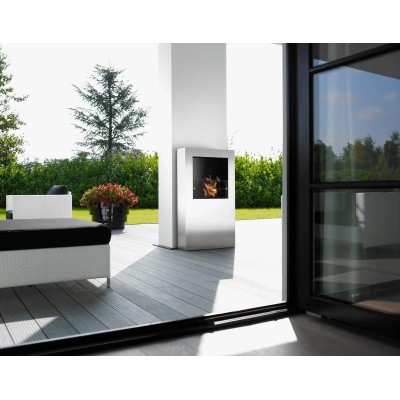 Safretti Cubico xl Biocamino a parete 70 cm h 120 - acciaio inox