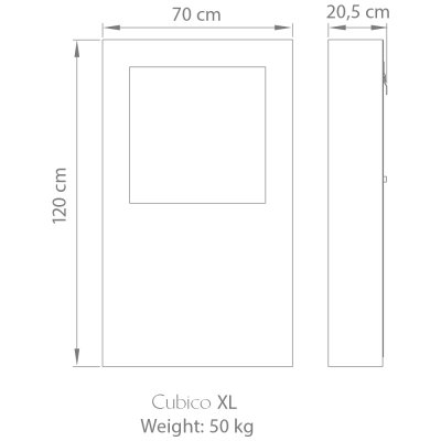 Safretti Cubico xl Biocamino a parete 70 cm h 120 - acciaio inox