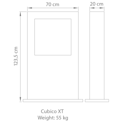 Safretti Cubico xt Biocamino a terra 70 cm h 124 - acciaio inox