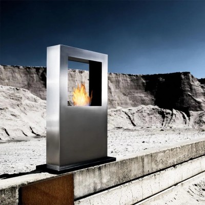 Safretti Cubico xt Biocamino a terra 70 cm h 124 - acciaio inox