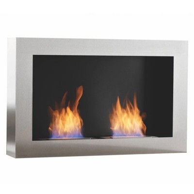 Safretti Cubico dl Biocamino a parete 111 cm h 70 - acciaio inox