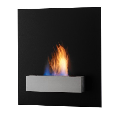 Safretti Riviera en gl biocamino da parete 70 cm - vetro nero - inox