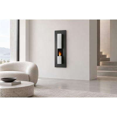 Safretti Riviera le gl biocamino da parete 36 cm - vetro nero - inox