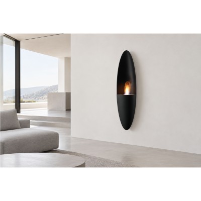 Safretti Prometheus pb biocamino a parete 20 cm - nero