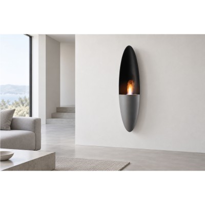 Safretti Prometheus pg biocamino a parete 20 cm - grigio