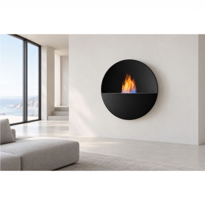 Safretti Prometheus rb biocamino circolare a parete 80 cm - nero