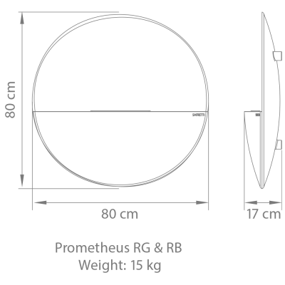 Safretti Prometheus rg biocamino circolare a parete 80 cm - grigio