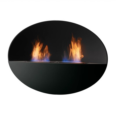 Safretti Prometheus ob biocamino ovale a parete 115 cm - nero