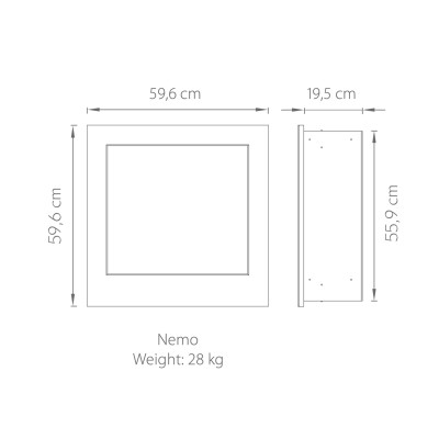 Safretti Nemo fw Biocamino quadrato a parete 60 cm - bianco