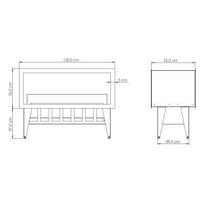 Magic-Fire Incanto 1000 st doppelseitiger, eingebauter elektrischer Dampfkamin 120 cm