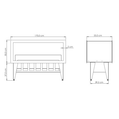 Magic-Fire Incanto 1500 st dwustronny kominek elektryczny parowy do zabudowy 170 cm