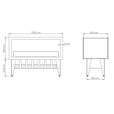 Magic-Fire Incanto 2500 st doppelseitiger, eingebauter elektrischer Dampfkamin 270 cm