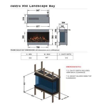 Ilektro 950 Landscape MKIII caminetto elettrico da incasso