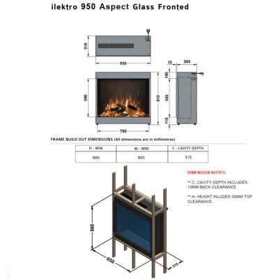 Ilektro 950 Aspect MKIII built-in electric fireplace