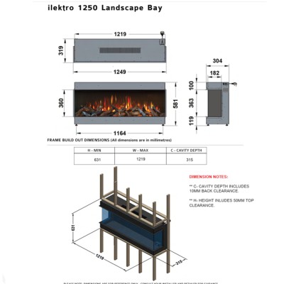 Kominek elektryczny do zabudowy Ilektro 1250 Landscape MKIII