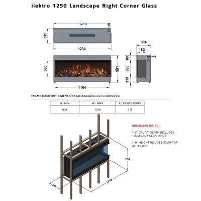 Ilektro 1250 Landscape MKIII Einbau-Elektrokamin