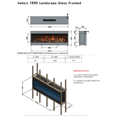 Chimenea eléctrica empotrable Ilektro 1650 Landscape MKIII