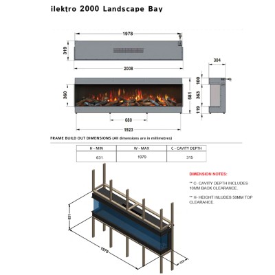 Kominek elektryczny do zabudowy Ilektro 2000 Landscape MKIII
