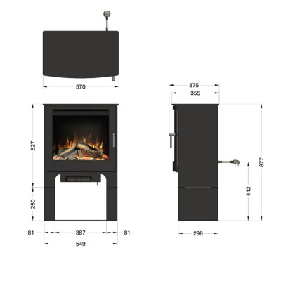 Estufa eléctrica Ilektro Woodland LED de 57 cm con compartimento para leña.