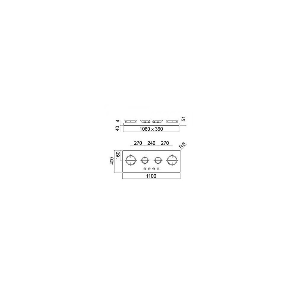 Barazza 1PMD64 Piano cottura MOOD incasso da 65 - 3 gas + 1 doppia