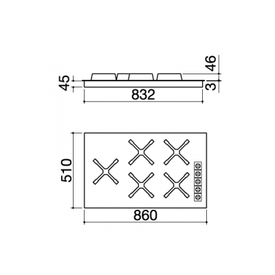 Barazza 1pun95 placa de gas única 90 cm acero inoxidable