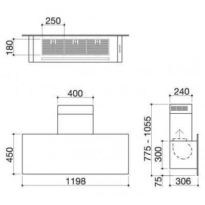 Barazza unique wall hood 120 cm stainless steel 1kunp121