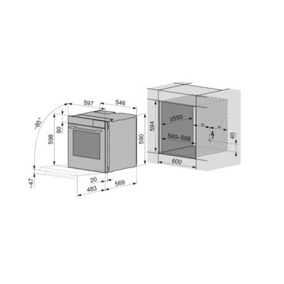 Horno de vapor combinado empotrable V-Zug Combairsteamer v2000 60N de 60 cm, negro - 2303600007