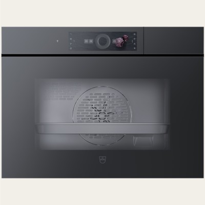 Horno combinado de vapor V-Zug 2304500004 V6000 45NFY con conexión de agua, 45 cm de alto, negro.