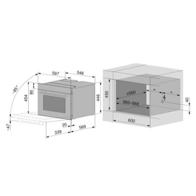 Four pyrolytique V-Zug 2105900006 Combair v6000 45NP, hauteur 45 cm - noir