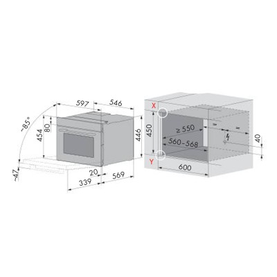 V-Zug 2104800007 Combair V2000 45N forno da incasso h 45 cm - nero