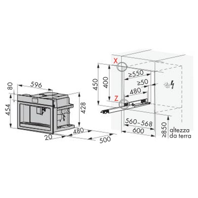 V-Zug 2500500005 CoffeeCenter V6000 45P macchina caffè da incasso - platino