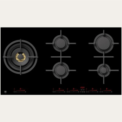 V-Zug 3107260515 GAS951GSAZ piano cottura a gas 90 cm - vetro nero