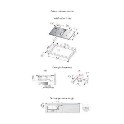 V-Zug 3109500001 V2000 I804 piano induzione con cappa integrata 76 cm