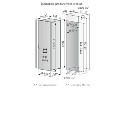 V-Zug 5300800002 Freezer V4000 178N congelatore da incasso h 178 cm