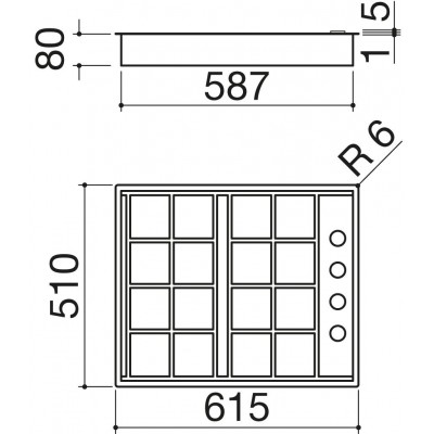 Placa de gas de laboratorio Barazza 1plb4 65 cm acero inoxidable