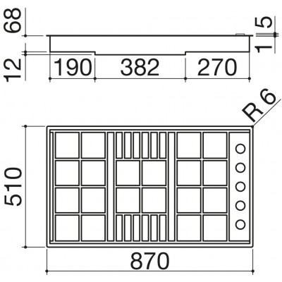 Barazza 1plb5 lab 90cm płyta gazowa ze stali nierdzewnej