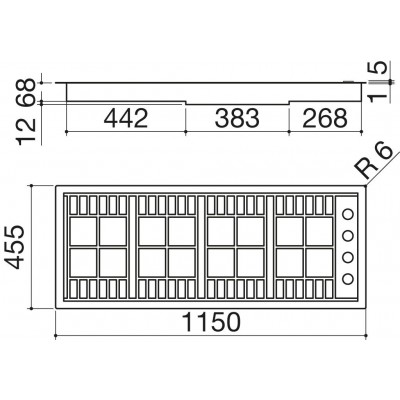 Placa de gas de laboratorio Barazza 1plb3t 120 cm acero inoxidable