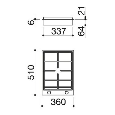 Table de cuisson à gaz encastrable domino Barazza 1pbf1 b_free 36 cm