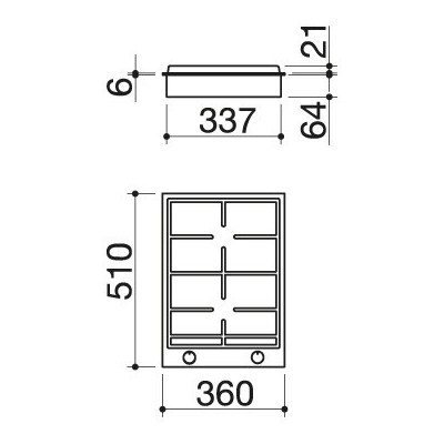 Barazza 1pbf2 b_free Domino Einbau-Gaskochfeld 36 cm