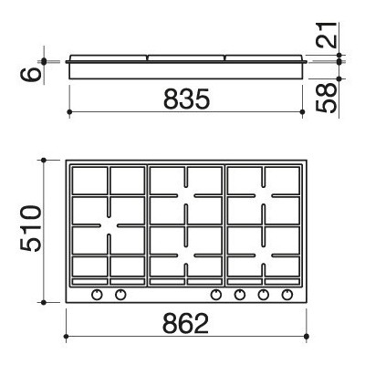 Barazza 1pbf95 b_free table de cuisson à gaz 90 cm inox