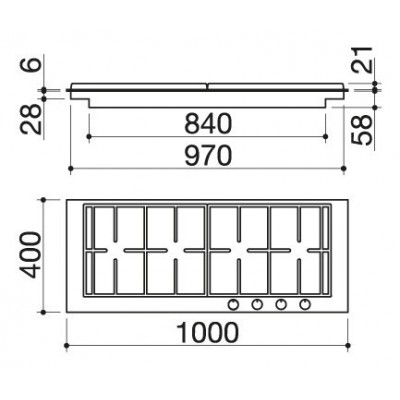 Barazza 1p f104b_free table de cuisson à gaz 100 cm inox