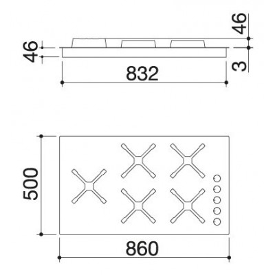 Placa de gas Barazza 1psp95 select plus 90 cm acero inoxidable