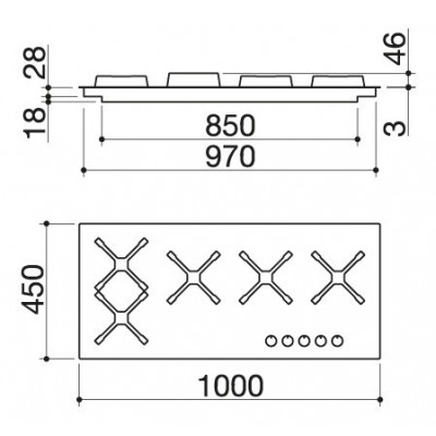 Barazza 1psp105 select plus gas hob 100 cm stainless steel