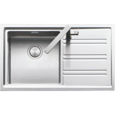 Barazza 1les91rd einfaches Waschbecken mit Abtropffläche 1 Schüssel 86 cm Edelstahl