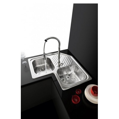 Barazza 1lfs82a b_fast corner sink 2 bowls + drainer 83cm