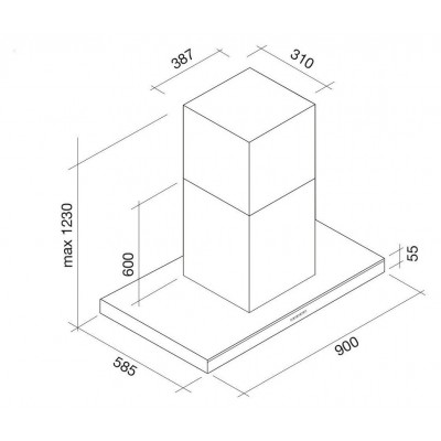 Falmec lumina nrs cappa parete 90 cm acciaio inox