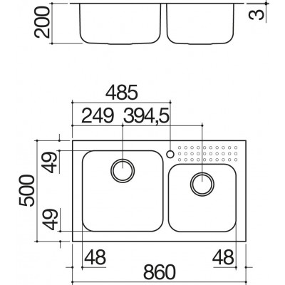 Barazza 1is9060/2 select fregadero 2 senos 86 cm acero inoxidable