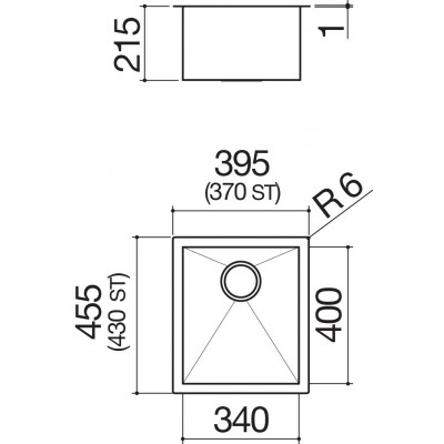 Barazza 1q3440i square bowl sink 34x40 cm